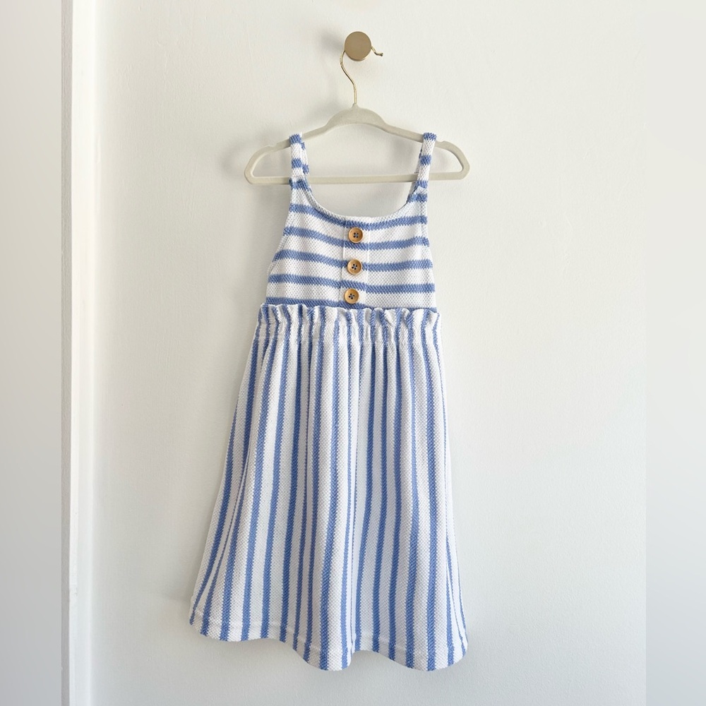 Vince Camuto Kids Dress in Blue and White Stripes with Button Accents | Girls 5